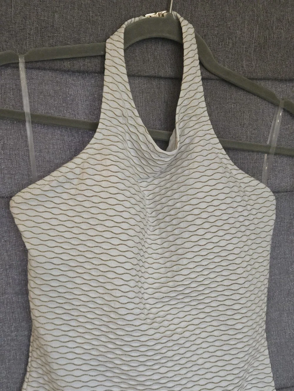 Milly Jackie Textured Waves Halter One-Piece Swimsuit, White Medium